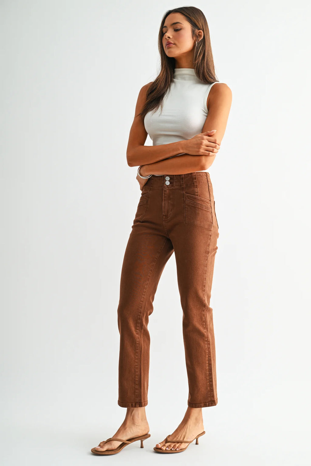 MICA High Rise Straight ANKLE BROWN Jean