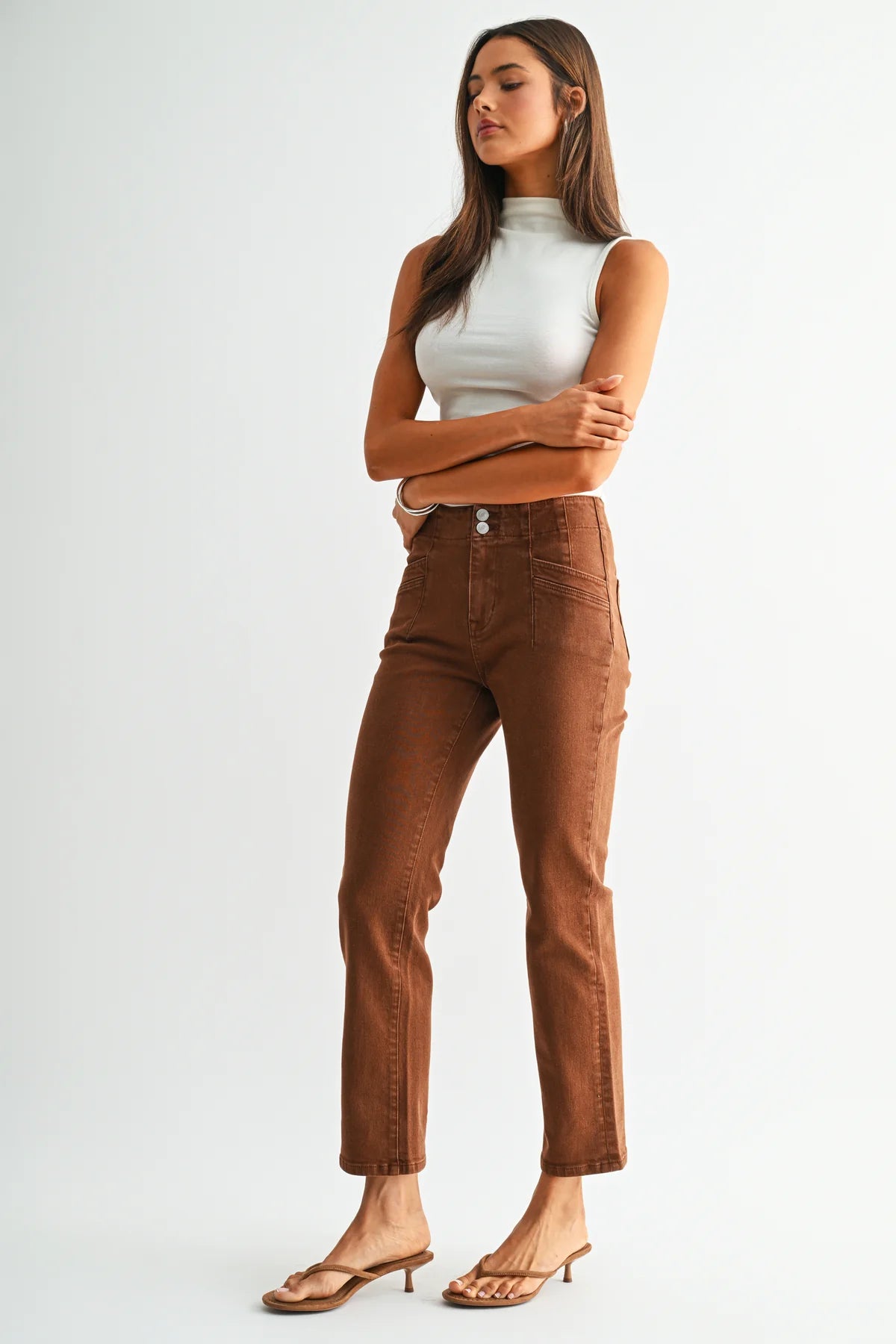 MICA High Rise Straight ANKLE BROWN Jean