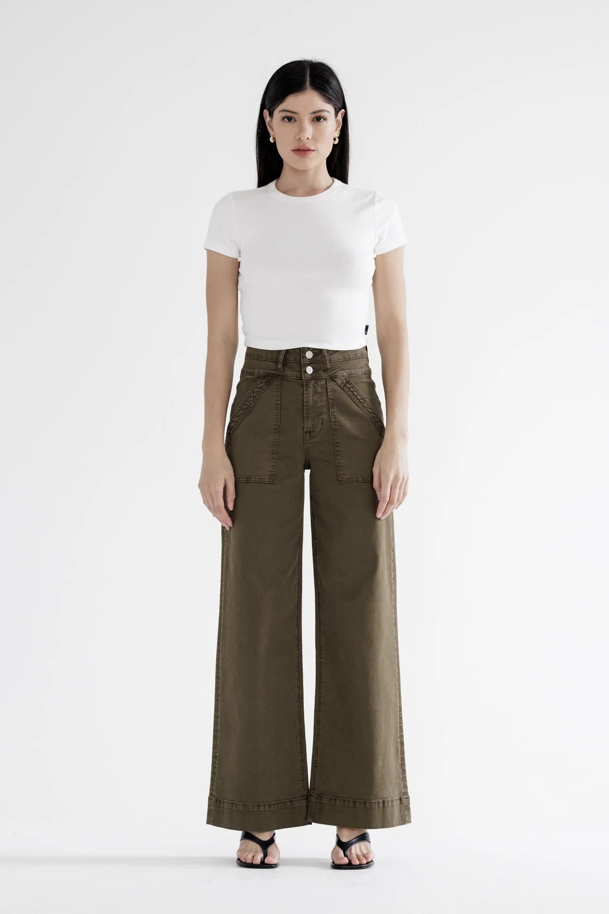 MICA Wide Leg Dark Olive GREEN Jeans