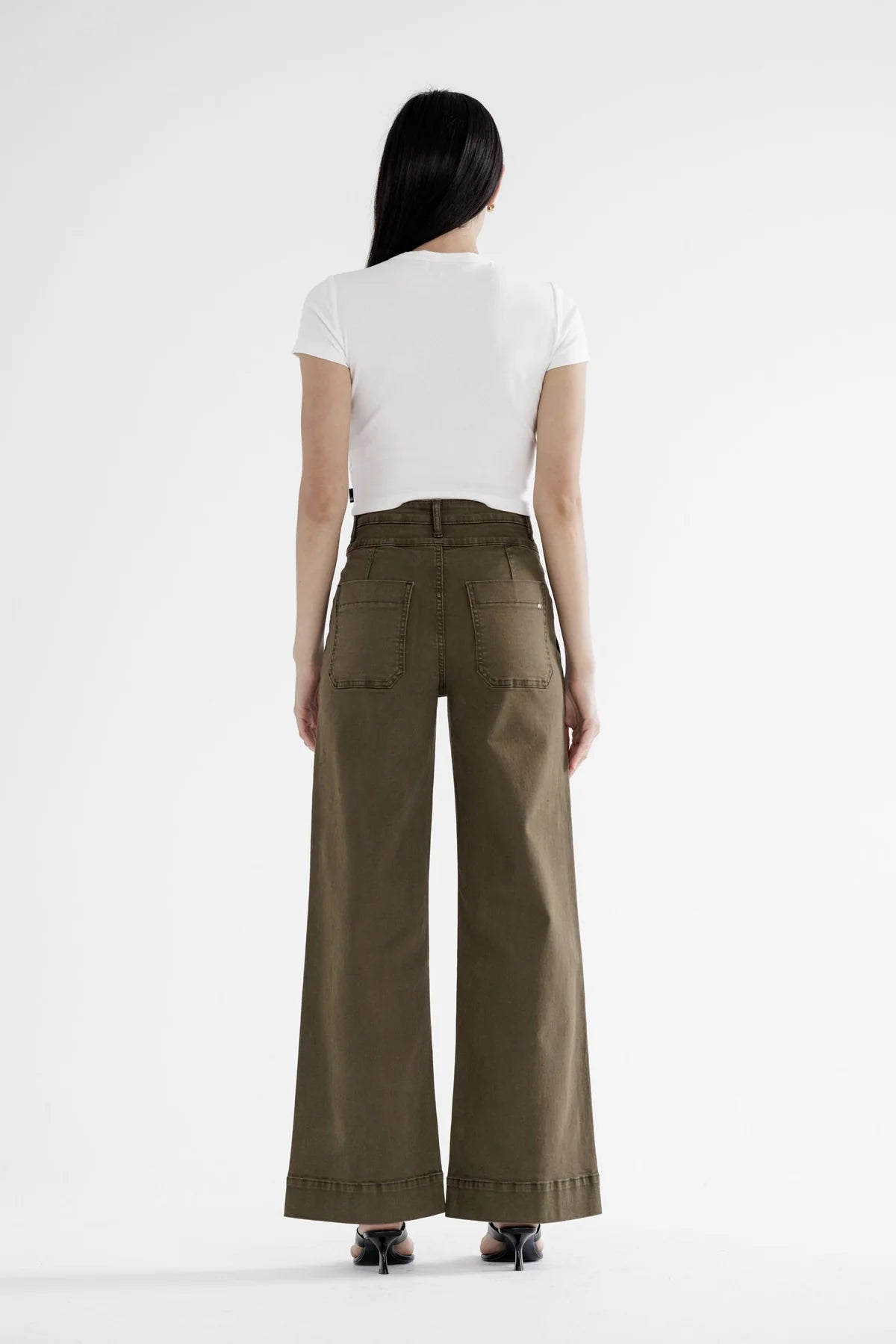 MICA Wide Leg Dark Olive GREEN Jeans