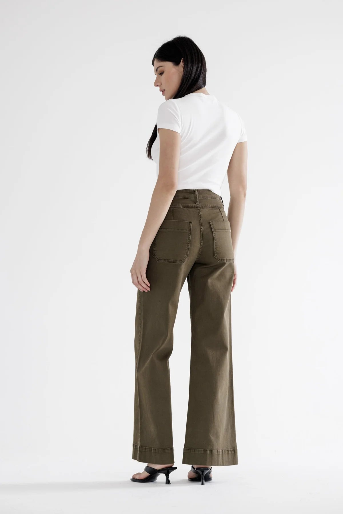 MICA Wide Leg Dark Olive GREEN Jeans
