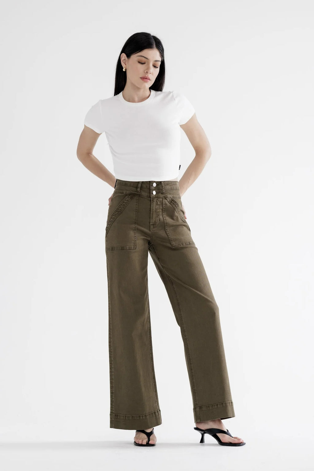 MICA Wide Leg Dark Olive GREEN Jeans