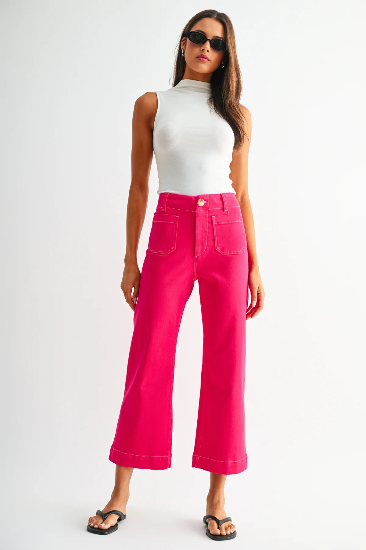 MICA High Rise Wide Leg CROP MAGENTA Jean
