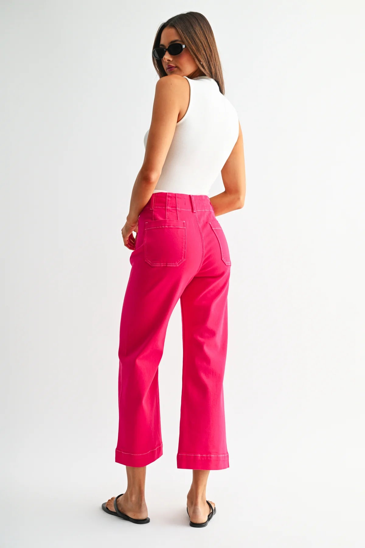 MICA High Rise Wide Leg CROP MAGENTA Jean