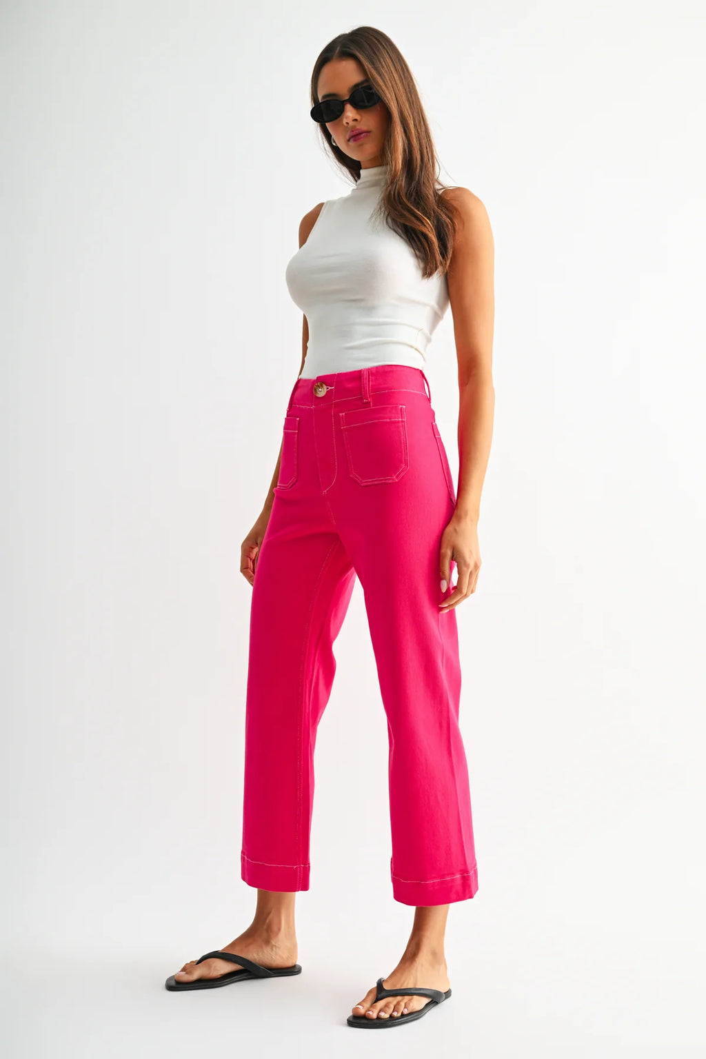 MICA High Rise Wide Leg CROP MAGENTA Jean