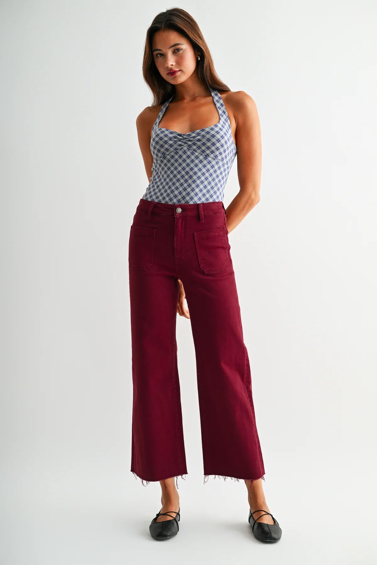 MICA BURGUNDY WL CROP MDP-W3801BO