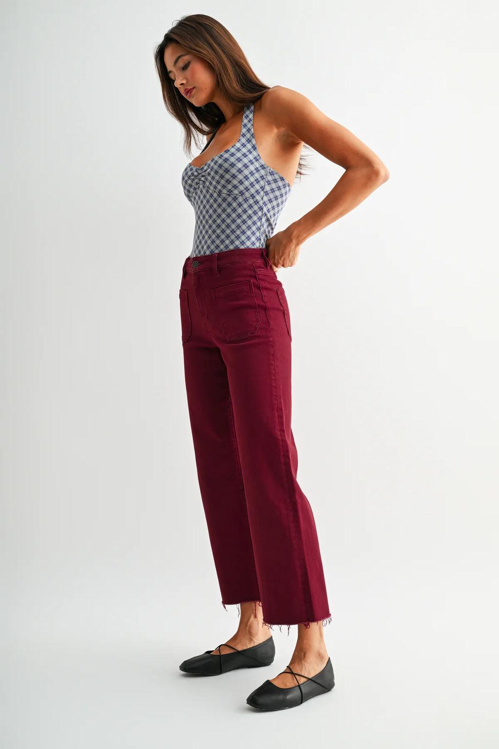 MICA BURGUNDY WL CROP MDP-W3801BO
