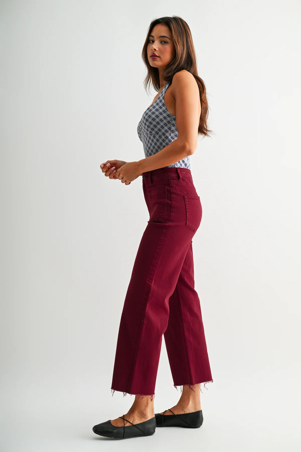 MICA BURGUNDY WL CROP MDP-W3801BO