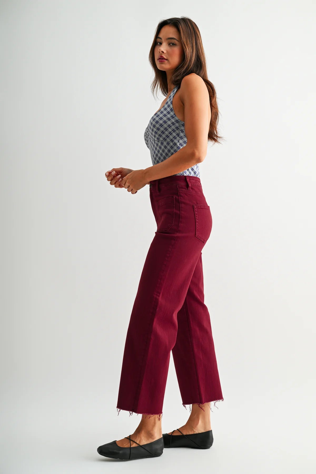 MICA BURGUNDY WL CROP MDP-W3801BO