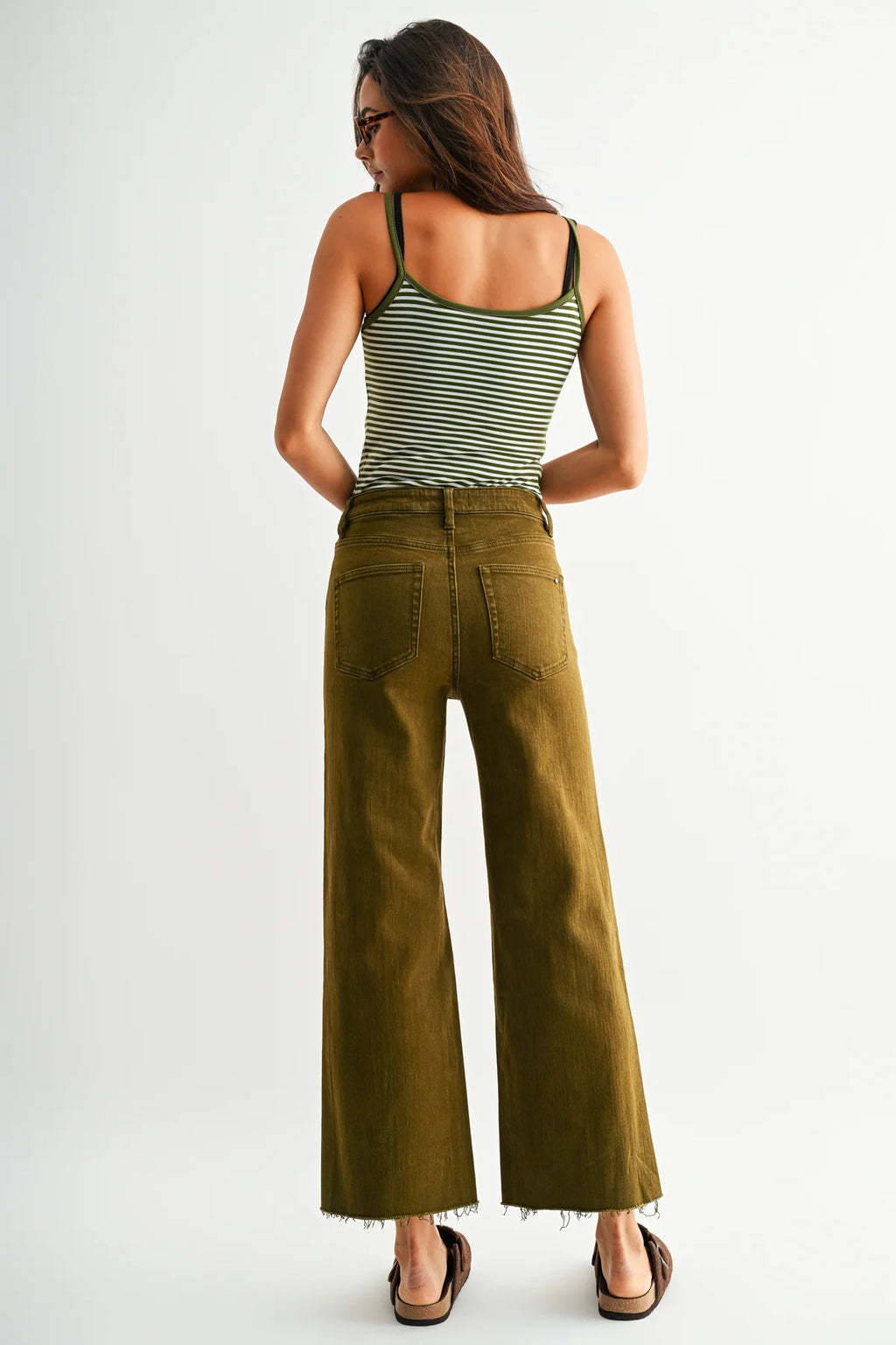 MICA HIGH RISE WIDE LEG CROP RAW HEM JEANS