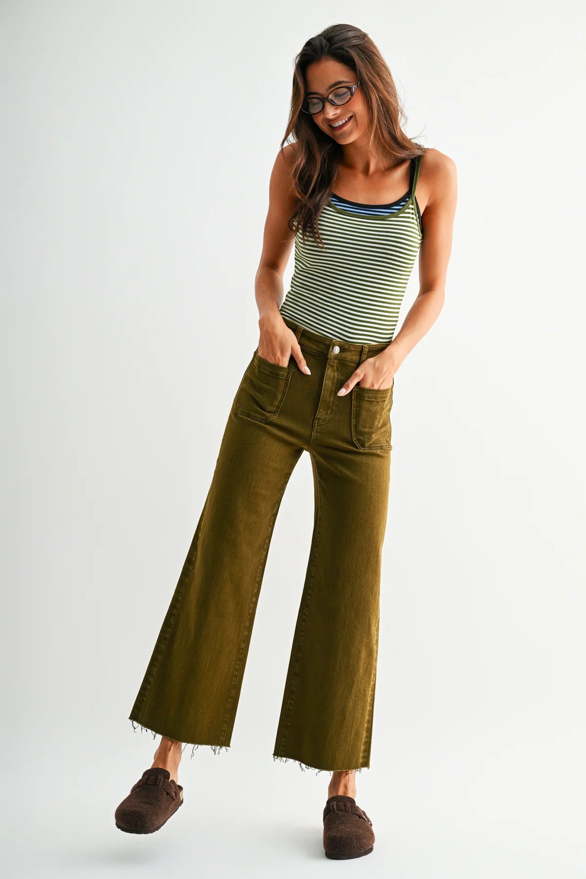 MICA HIGH RISE WIDE LEG CROP RAW HEM JEANS
