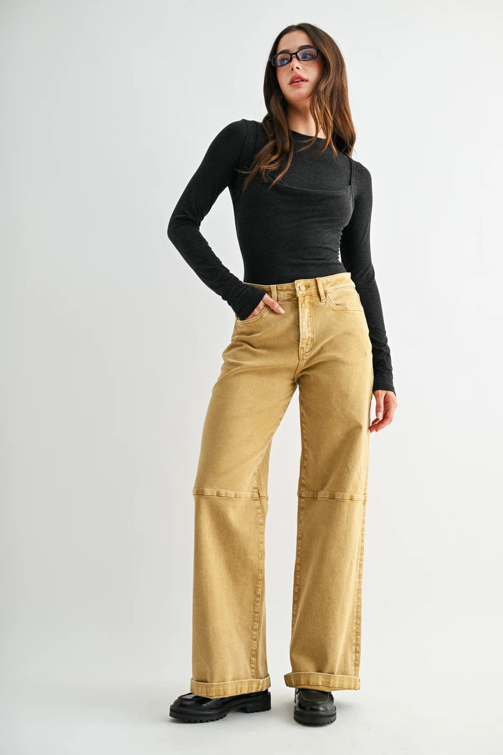 MICA High Rise Wide Leg Cuffed Jean