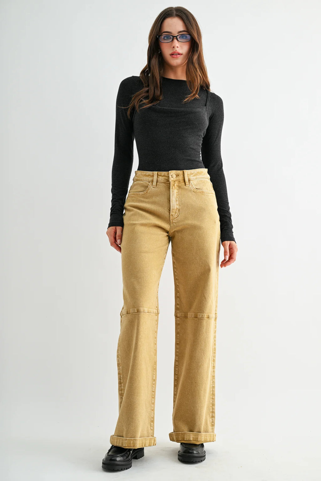 MICA High Rise Wide Leg Cuffed Jean