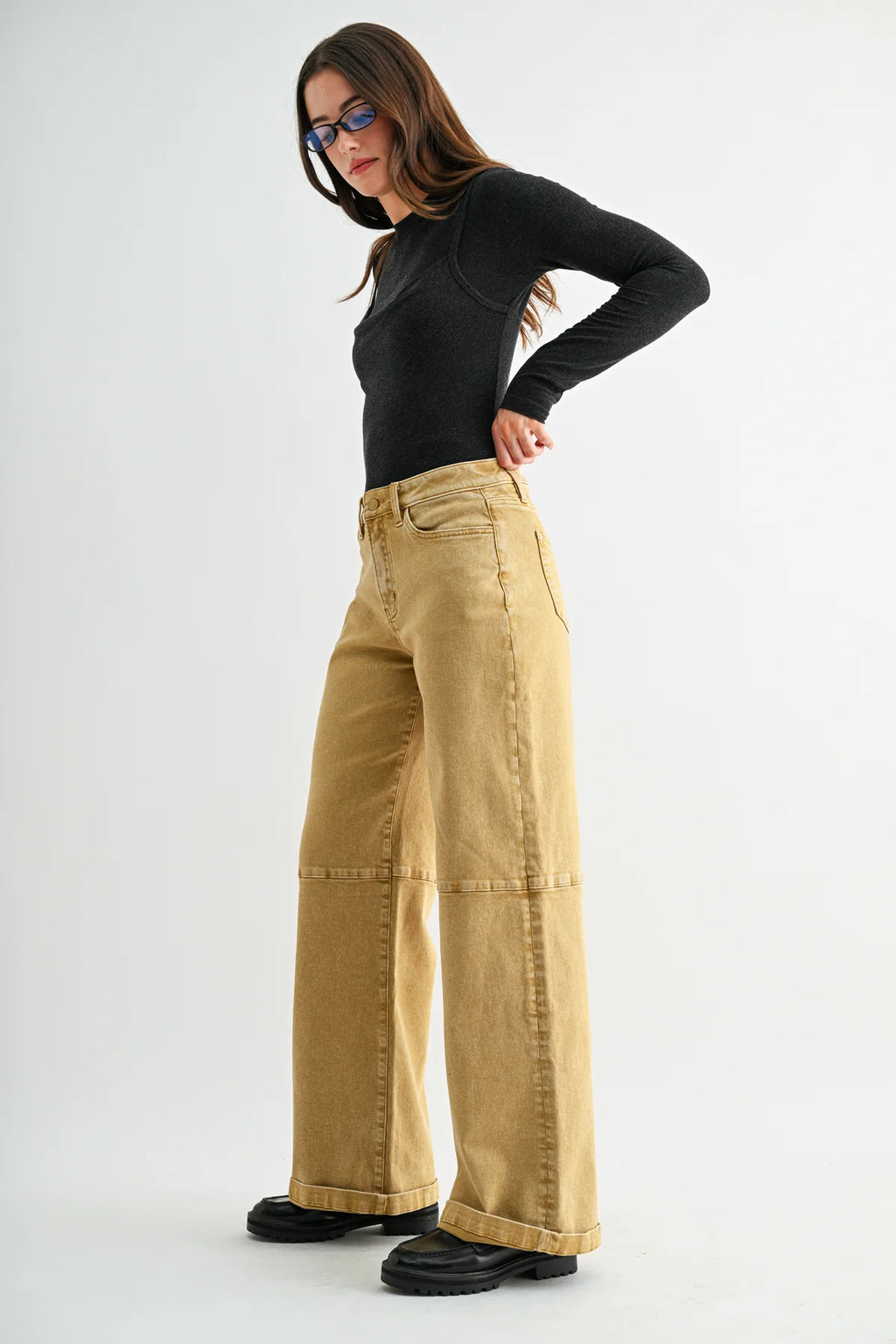 MICA High Rise Wide Leg Cuffed Jean