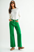 MICA High Rise Kelly Green WIDE Trouser Hem Jean