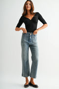 MICA HI RISE WIDE LEG EMBELLISHED JEANS