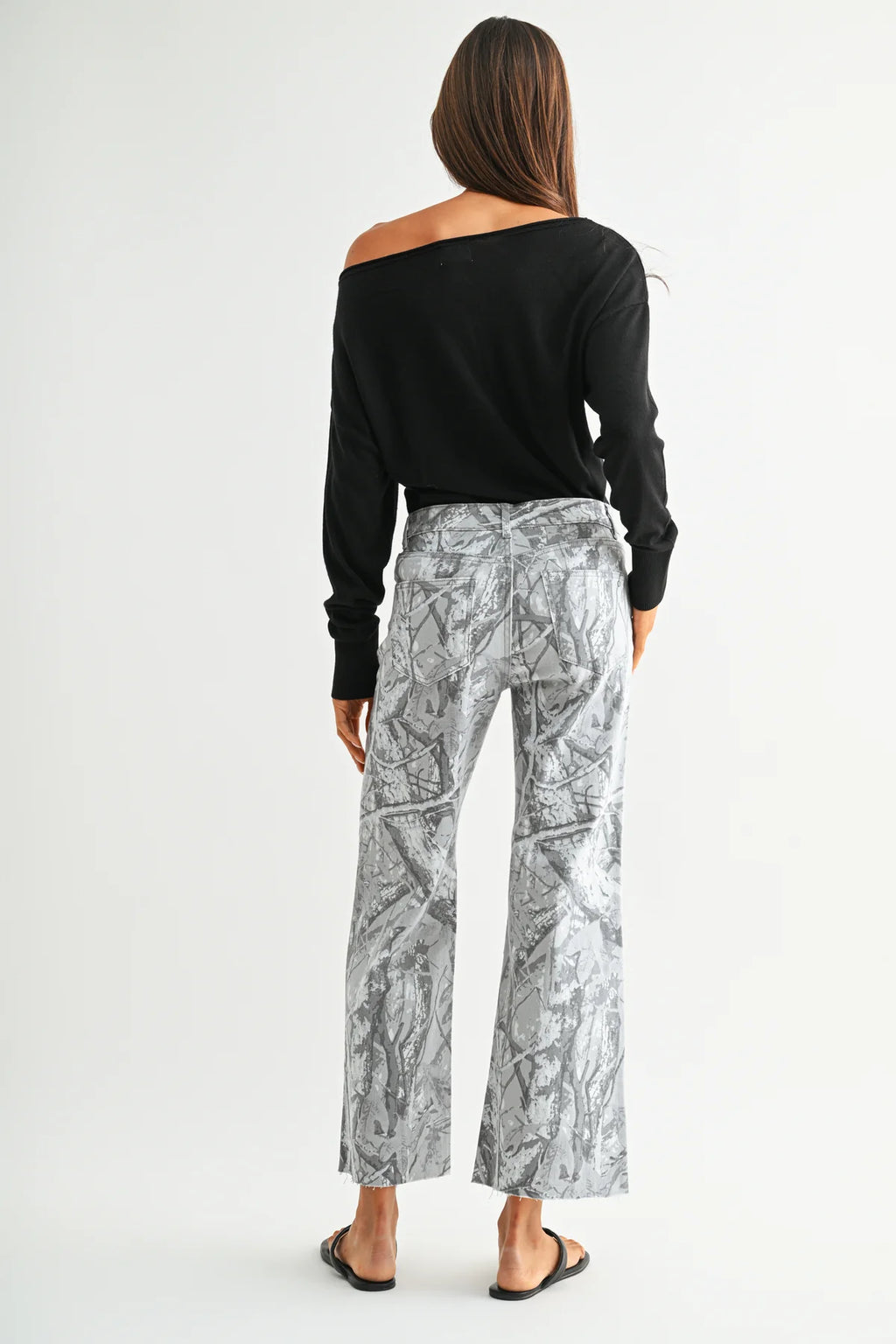 MICA High Rise Wide leg ANKLE Camo Jean