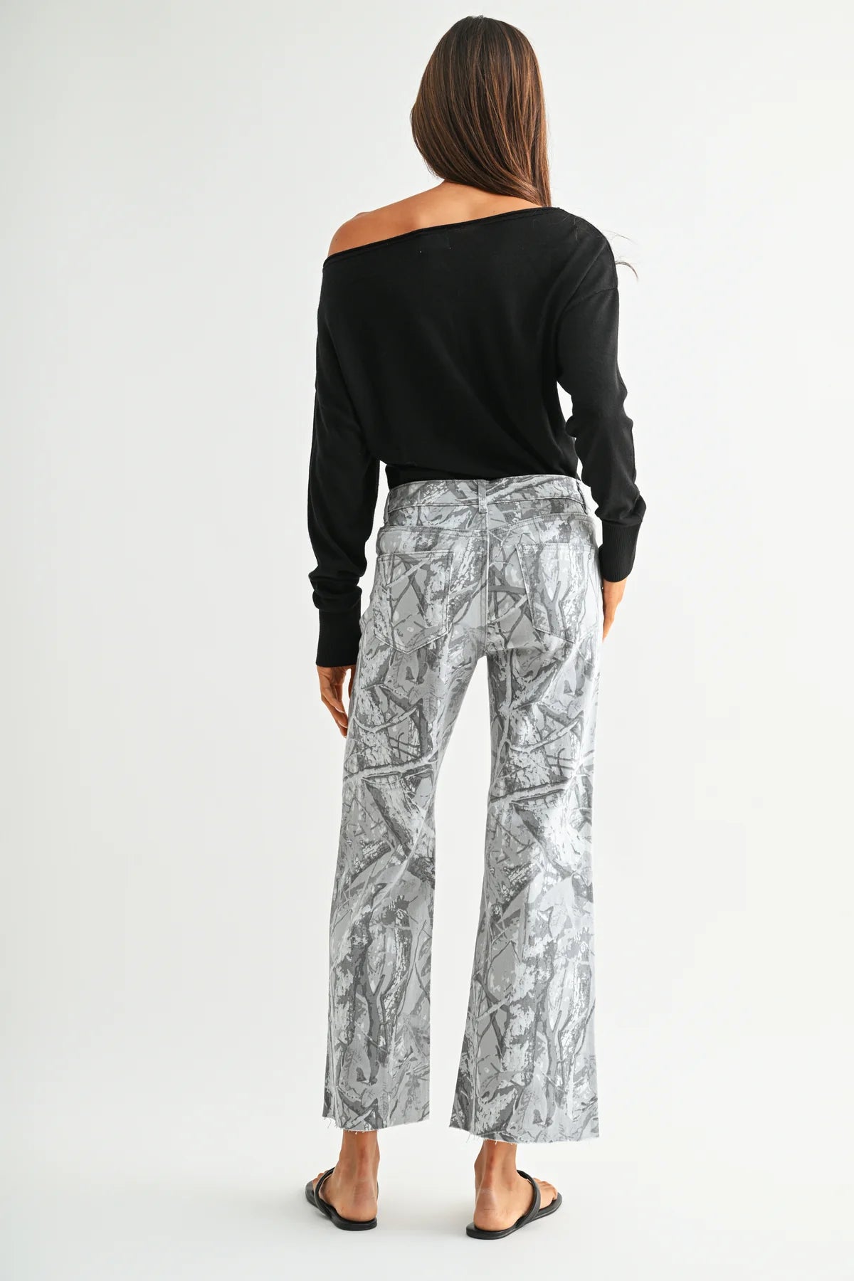 MICA High Rise Wide leg ANKLE Camo Jean