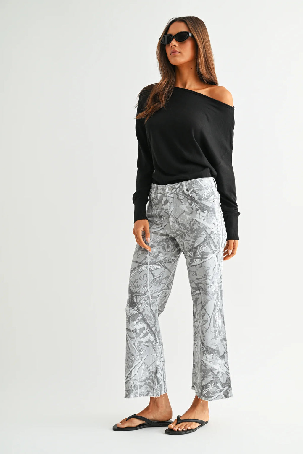 MICA High Rise Wide leg ANKLE Camo Jean