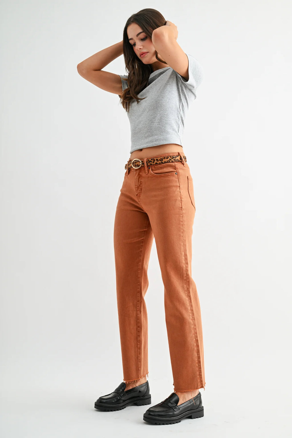 MICA High Rise Straight ANKLE Papaya Jean