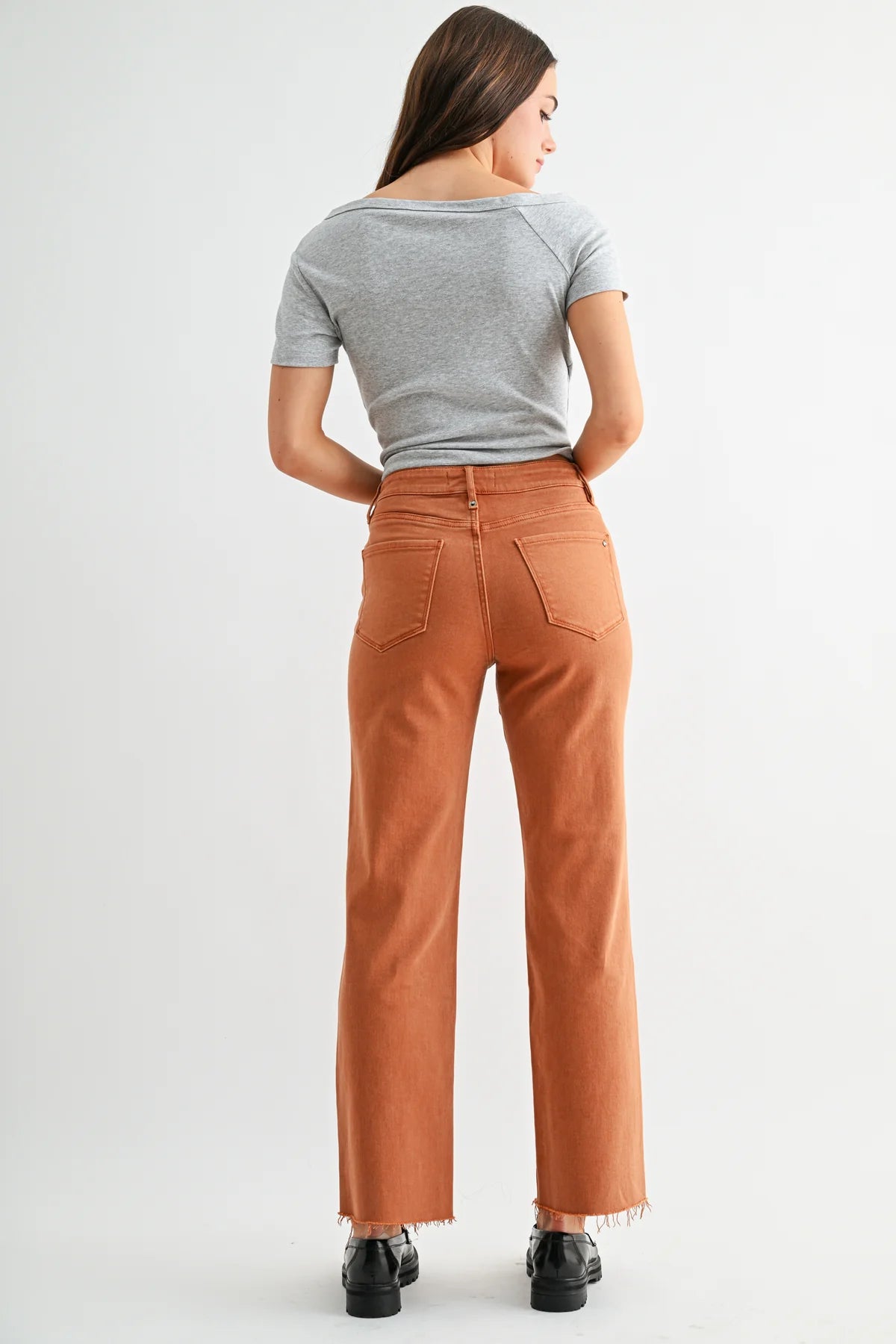 MICA High Rise Straight ANKLE Papaya Jean