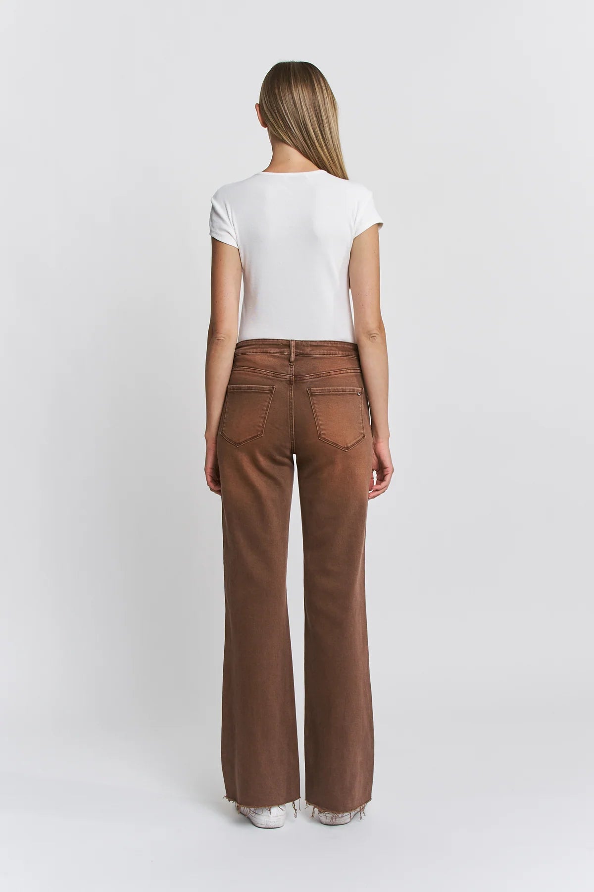 MICA HIGH RISE WIDE LEG BROWN JEANS