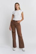 MICA HIGH RISE WIDE LEG BROWN JEANS