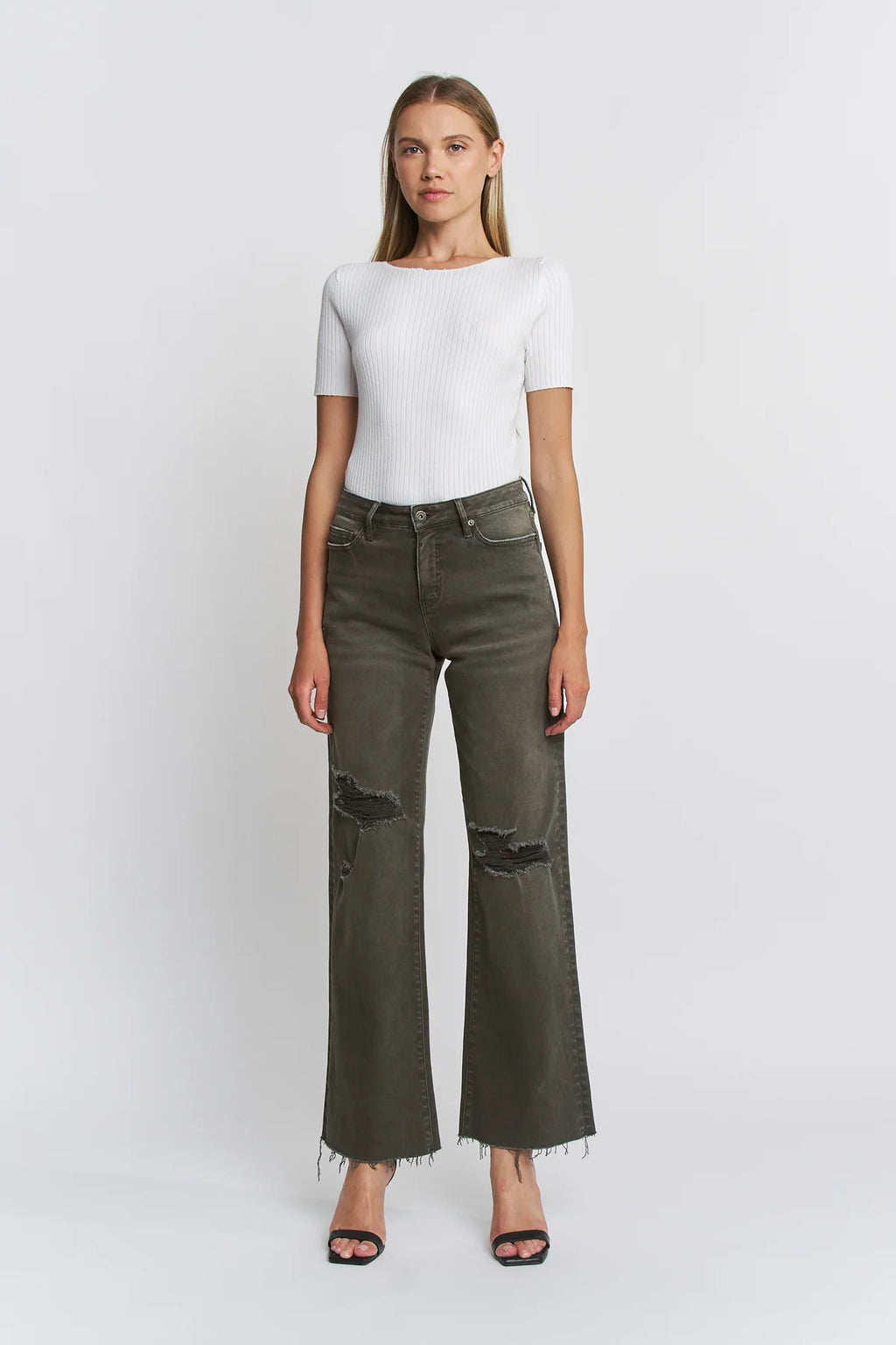 MICA HIGH RISE WIDE LEG VINT GREEN JEANS