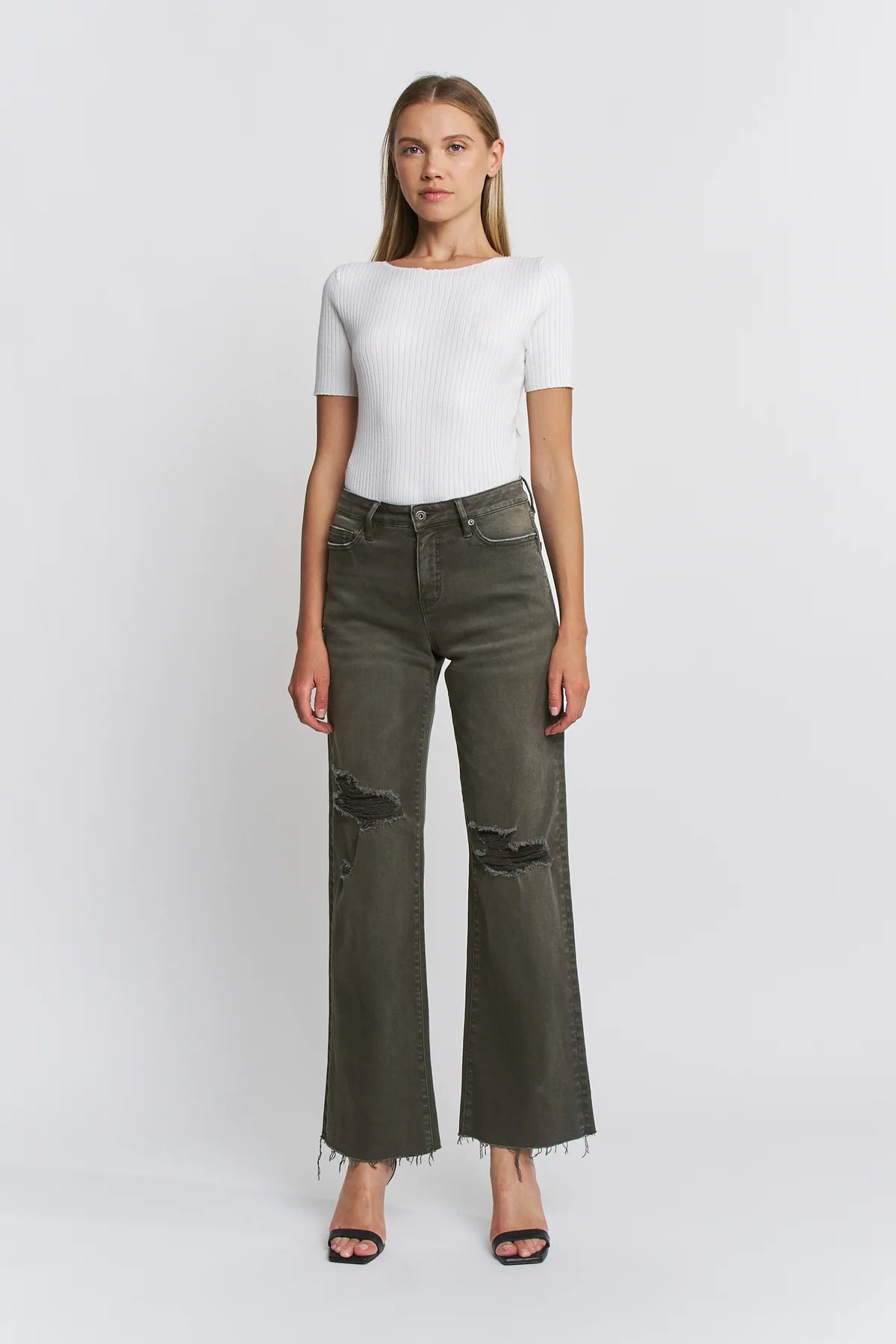 MICA HIGH RISE WIDE LEG VINT GREEN JEANS