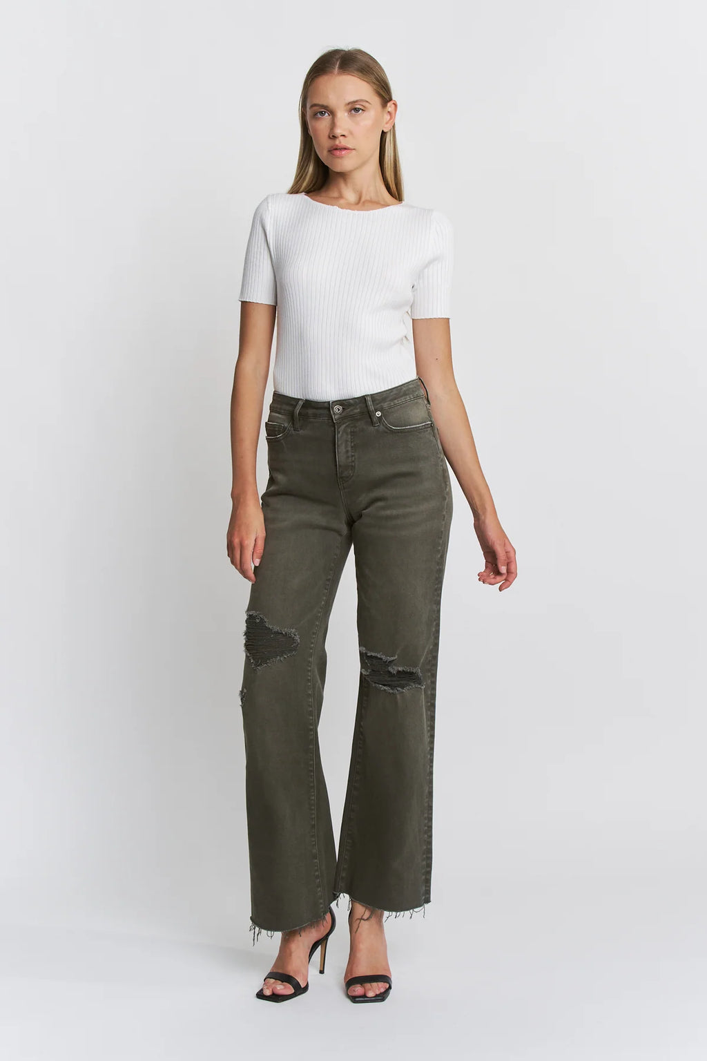MICA HIGH RISE WIDE LEG VINT GREEN JEANS
