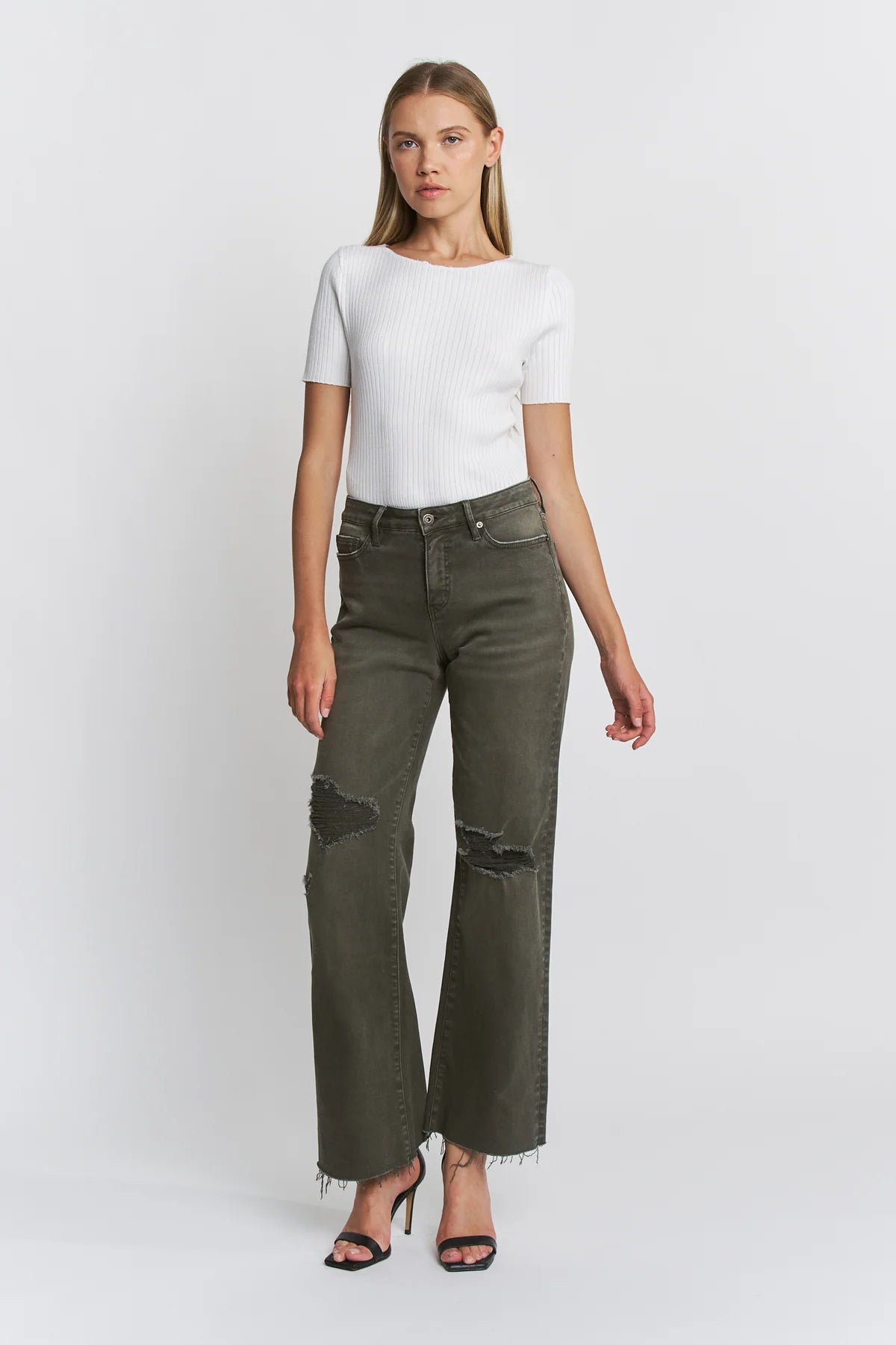 MICA HIGH RISE WIDE LEG VINT GREEN JEANS