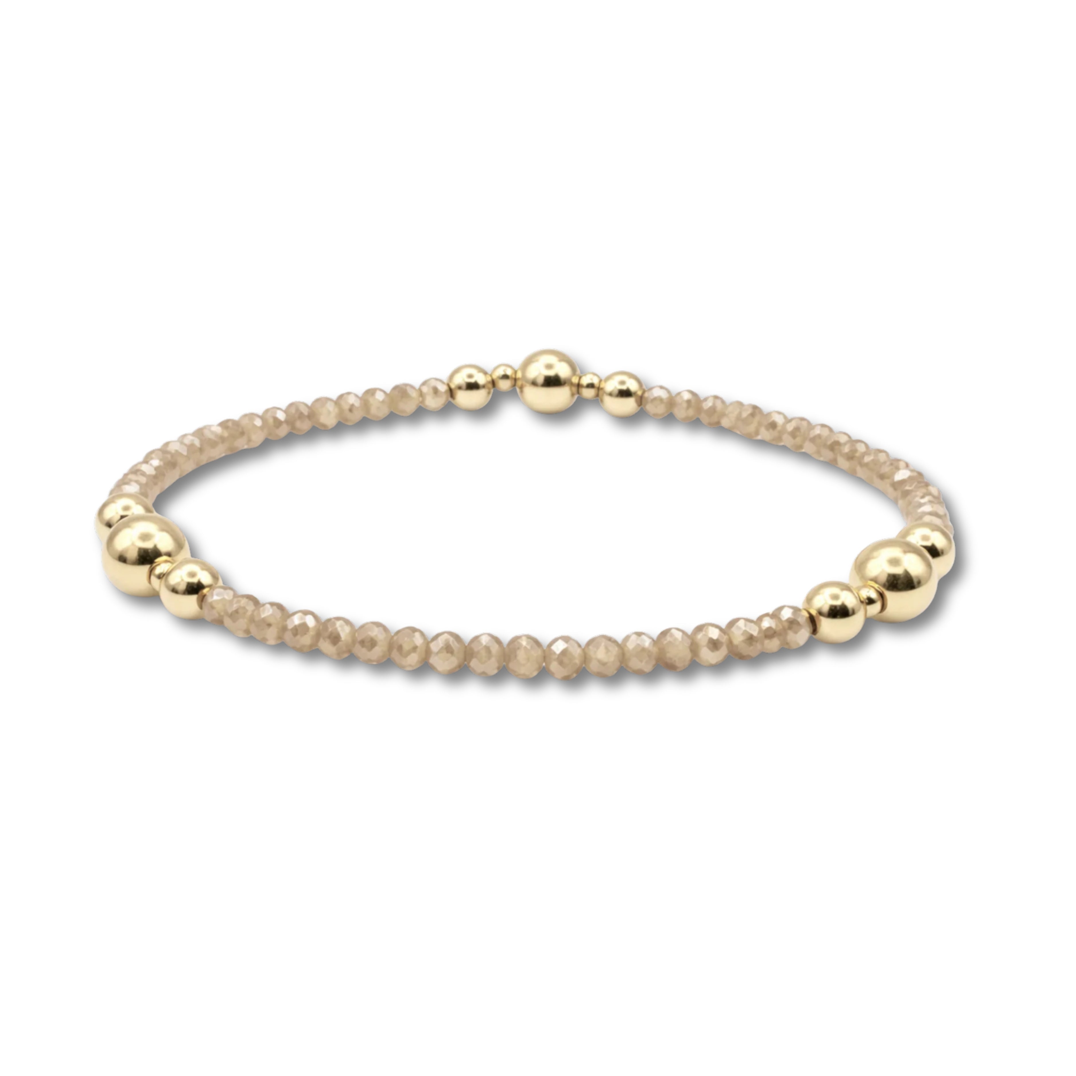 The Nantucket Shimmer Champagne & 14k Gold-Filled Beaded Bracelet - 7"
