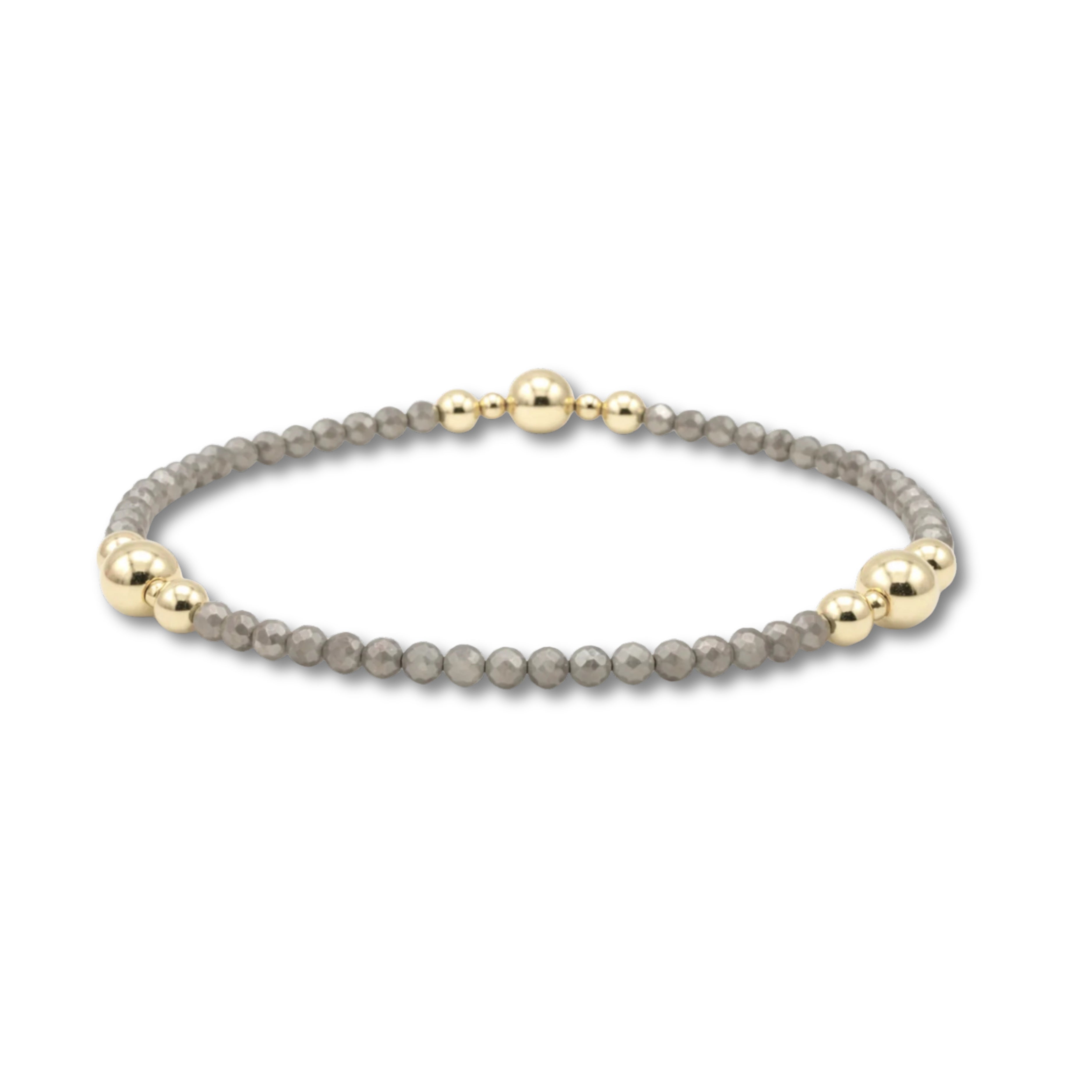 The Nantucket Shimmer Gray & 14k Gold-Filled Beaded Bracelet - 7"