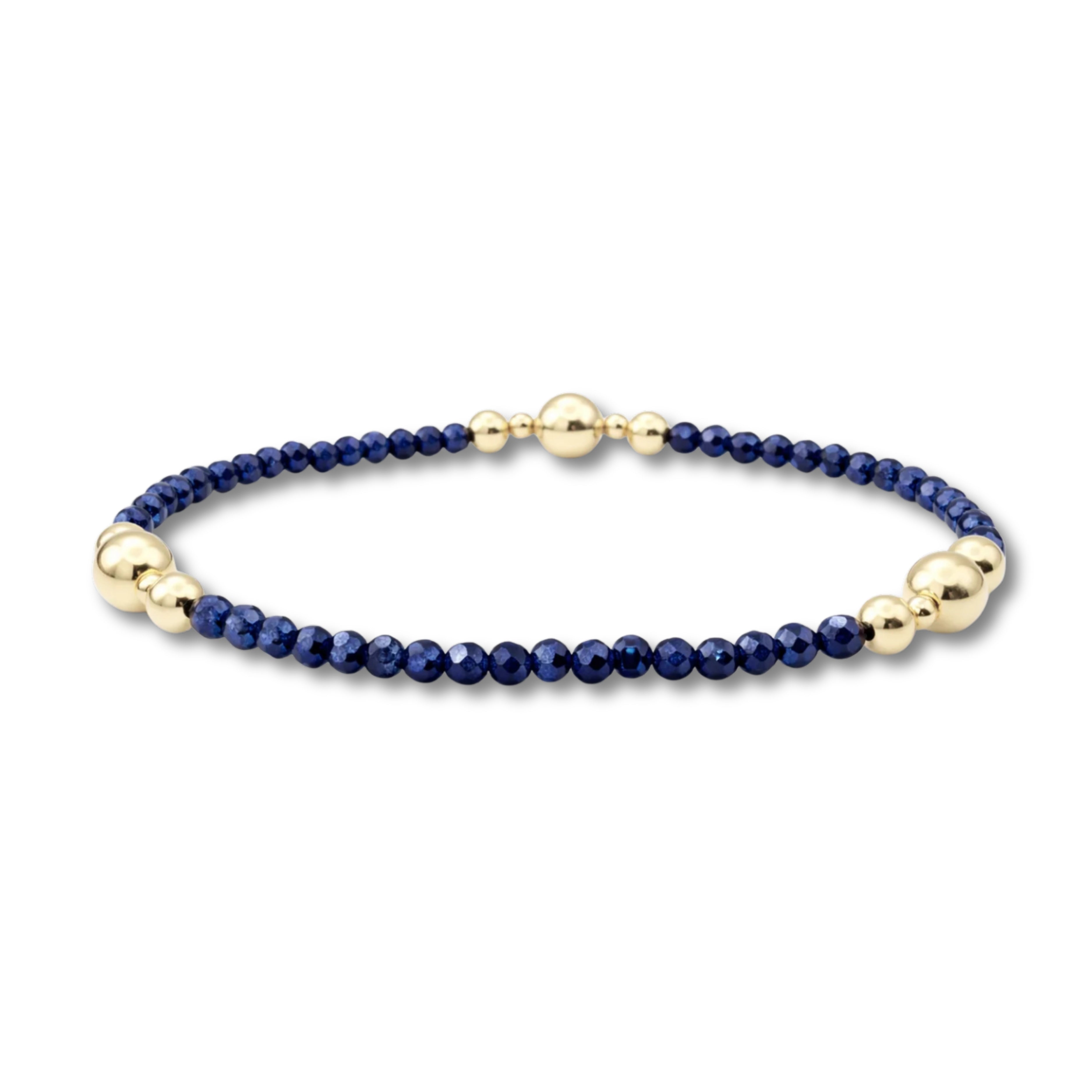 The Nantucket Shimmer Navy & 14k Gold-Filled Beaded Bracelet - 7"