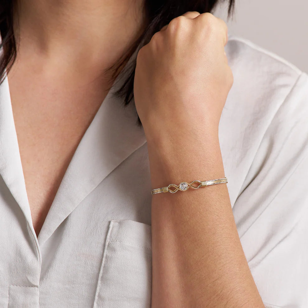 One Day at a Time Bracelet - 14K Gold Artist Wire with Silver / April / 6.5" - XS