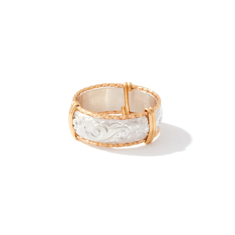 ANGELINA RING-STERLING SLVER BAR/14KGOLD 7
