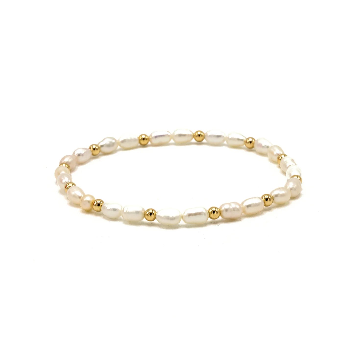 Rice Pearl Bracelet with 3mm with 14k Gold-Filled Beads - 7"
