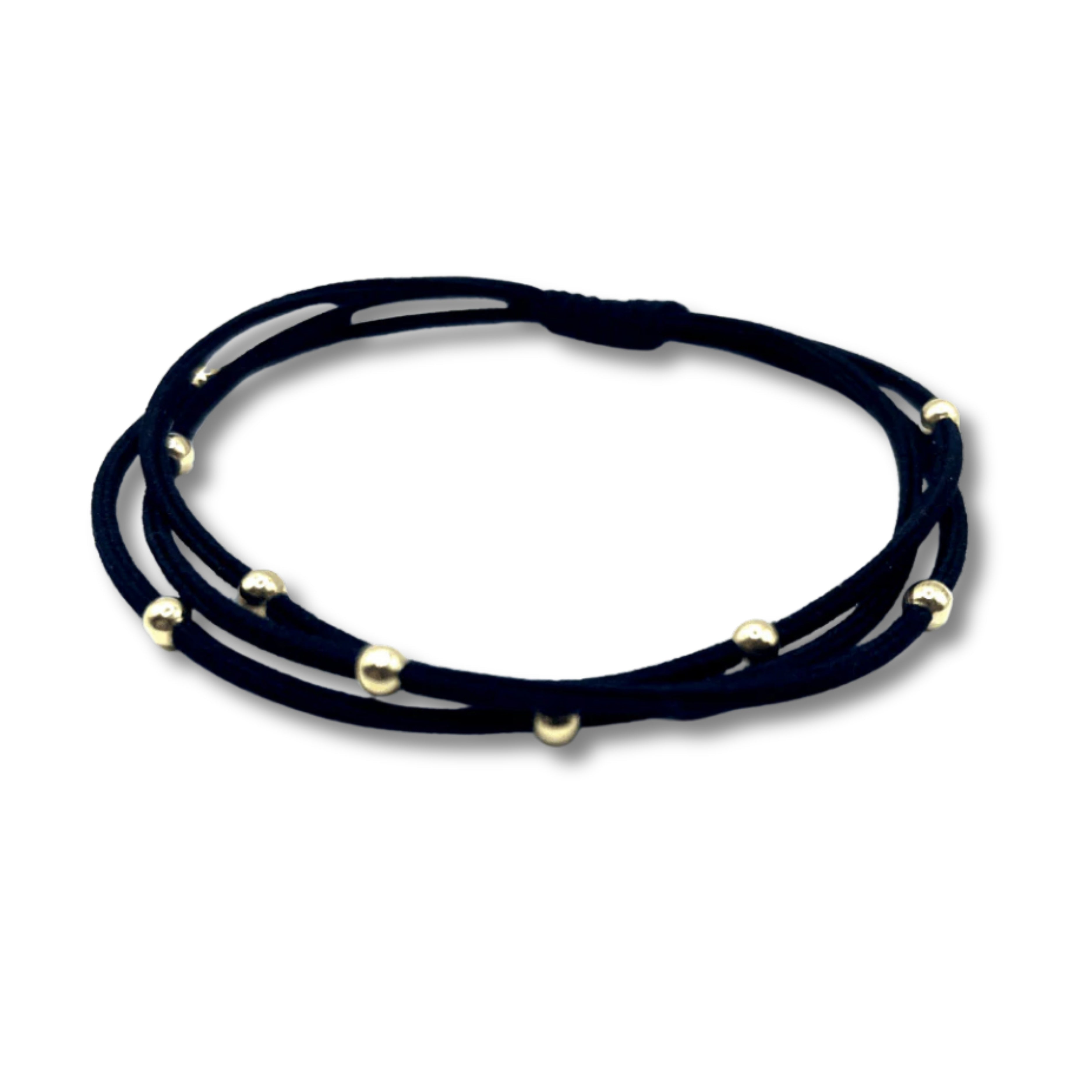 Single Water Pony 3mm Gold Waterproof Hair Band in Black (#S13)
