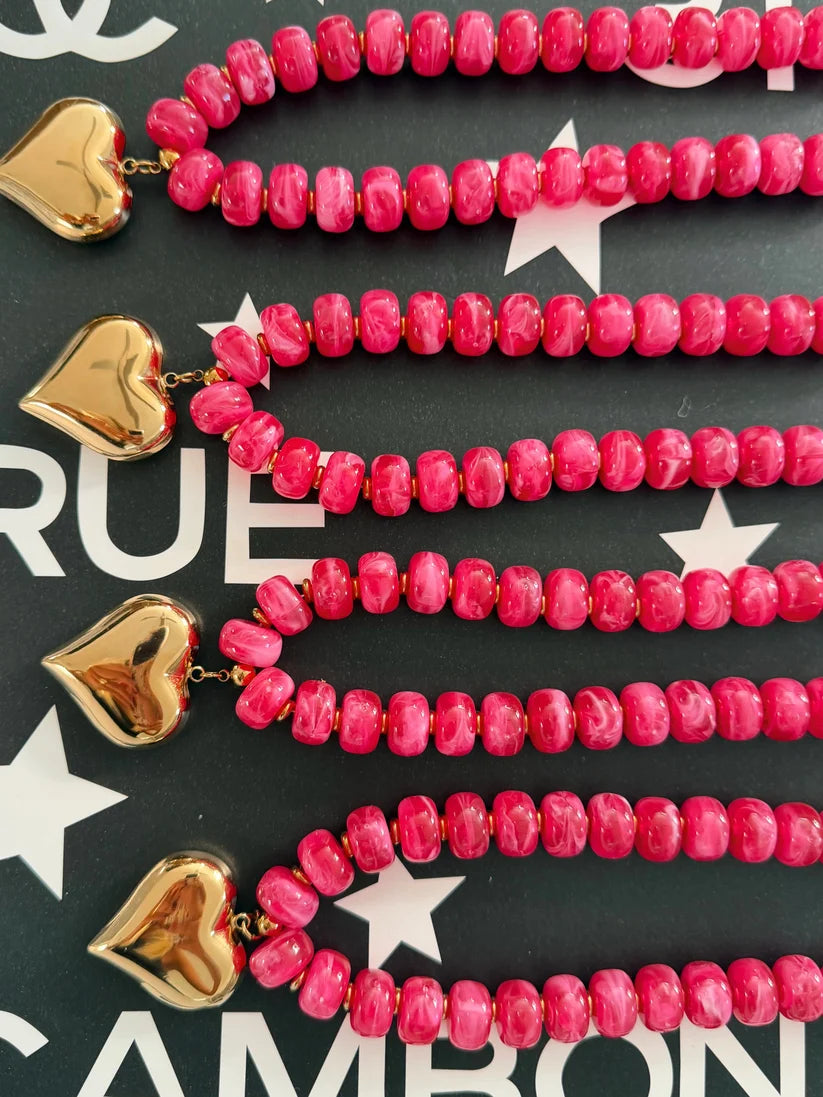 CHAN PINK HEART NECKLACE