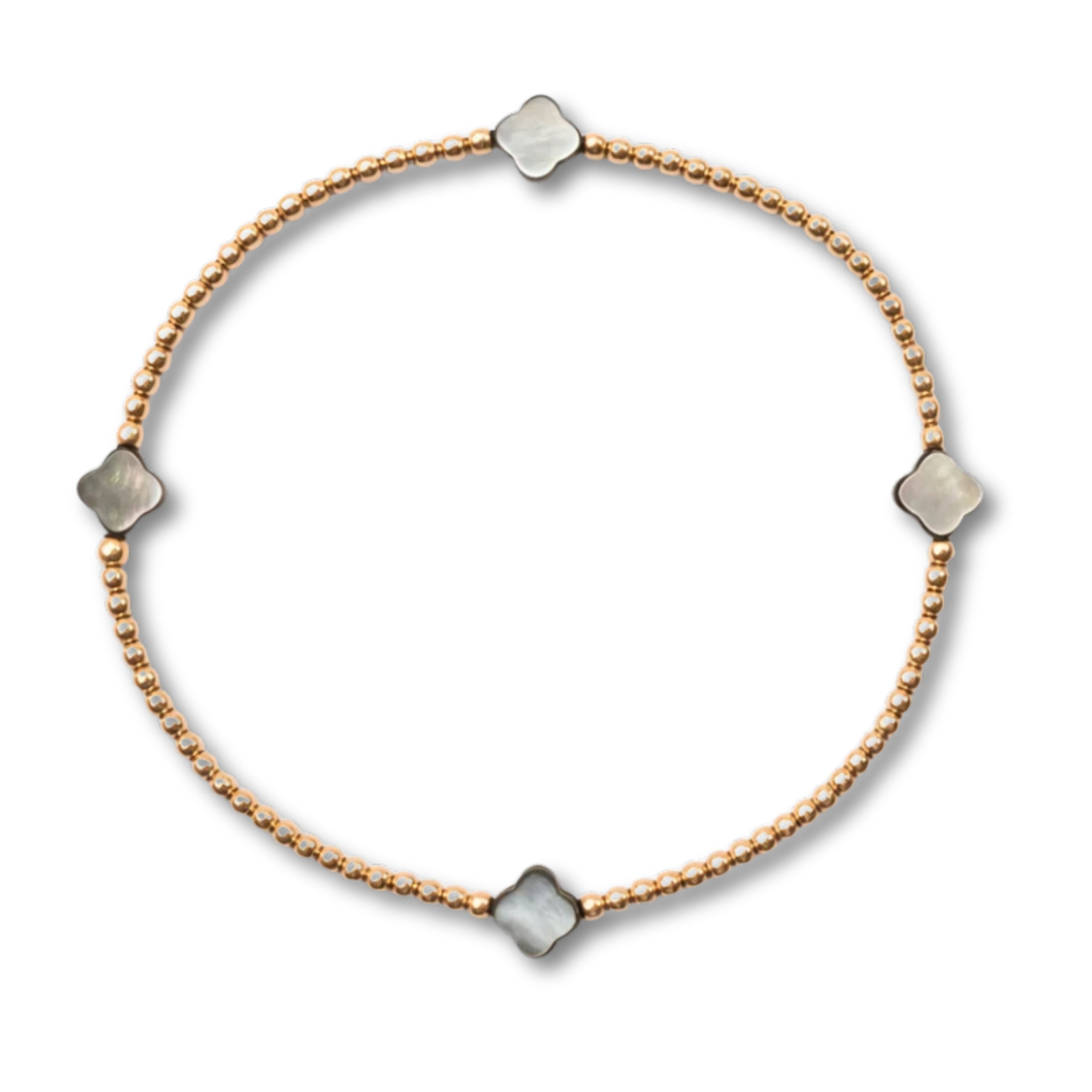 The Lucky Clover Bracelet in Black Mother of Pearl - 7 inches