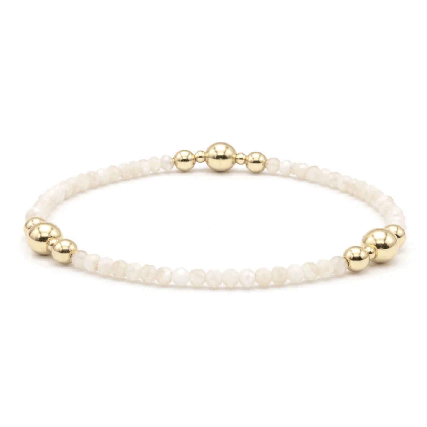 The Nantucket Shimmer Winter White & 14k Gold-Filled Beaded Bracelet - 7"