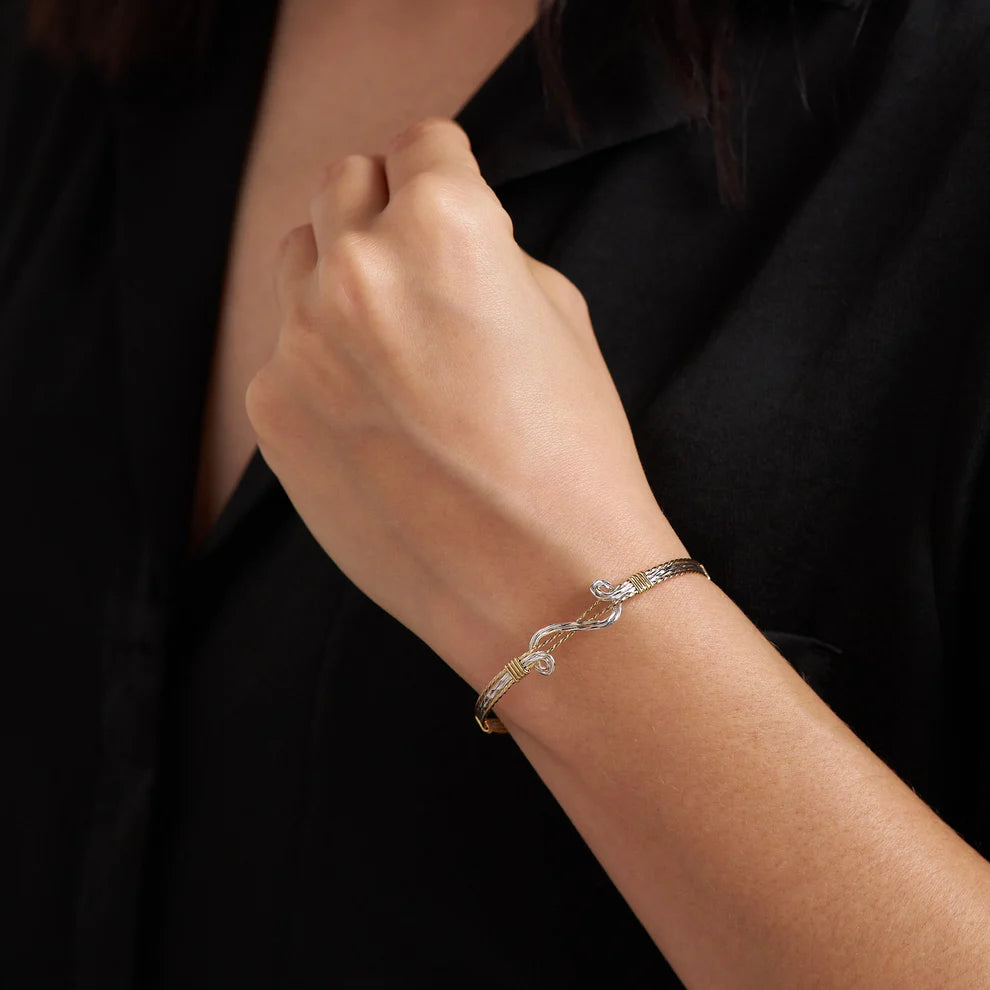 Through the Storm Bracelet - Outer 14K Gold Artist Wire with Mirrored Sterling Silver Swirl / 6.5" - XS