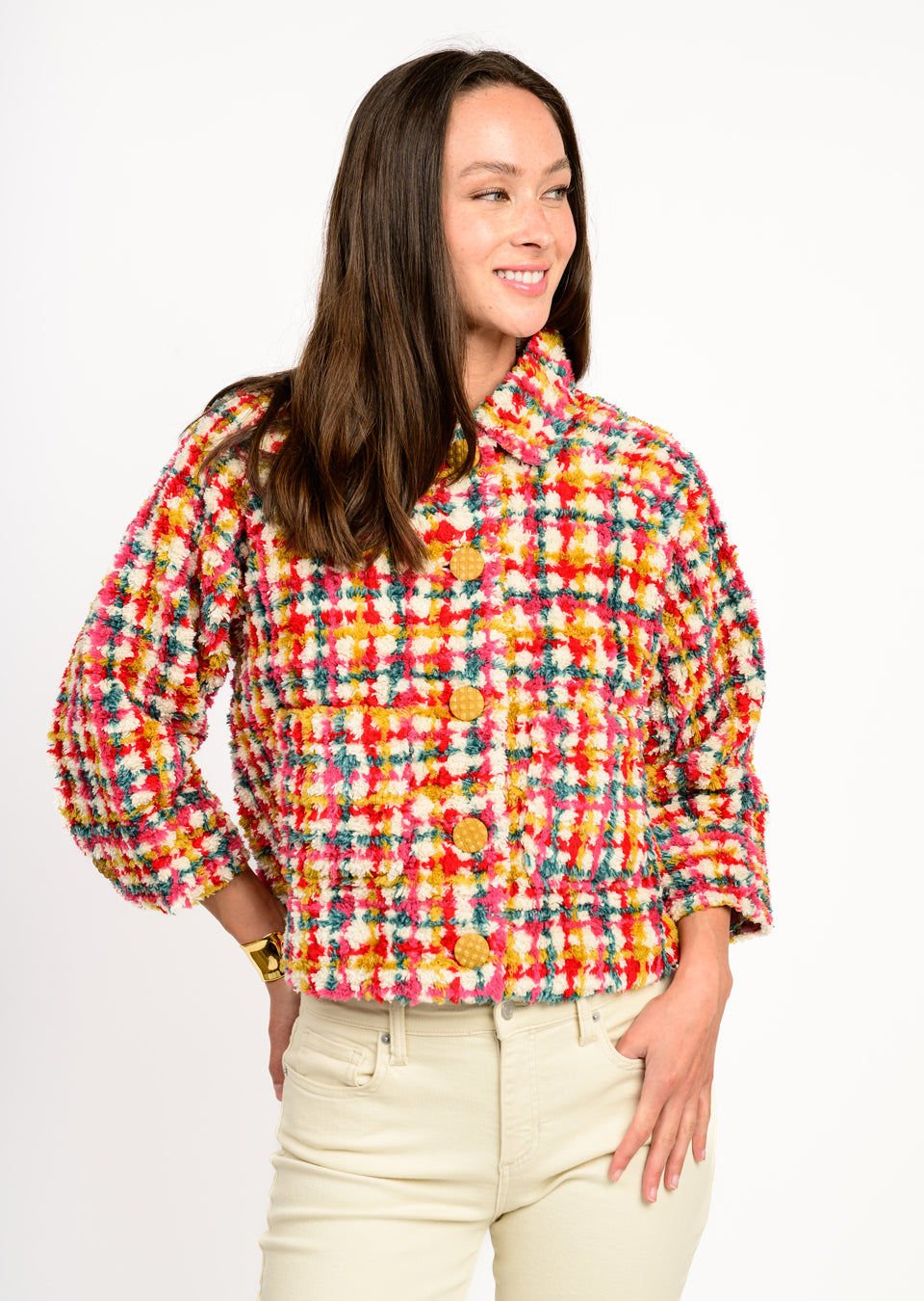 IVY JANE PLAID SHAG JACKET