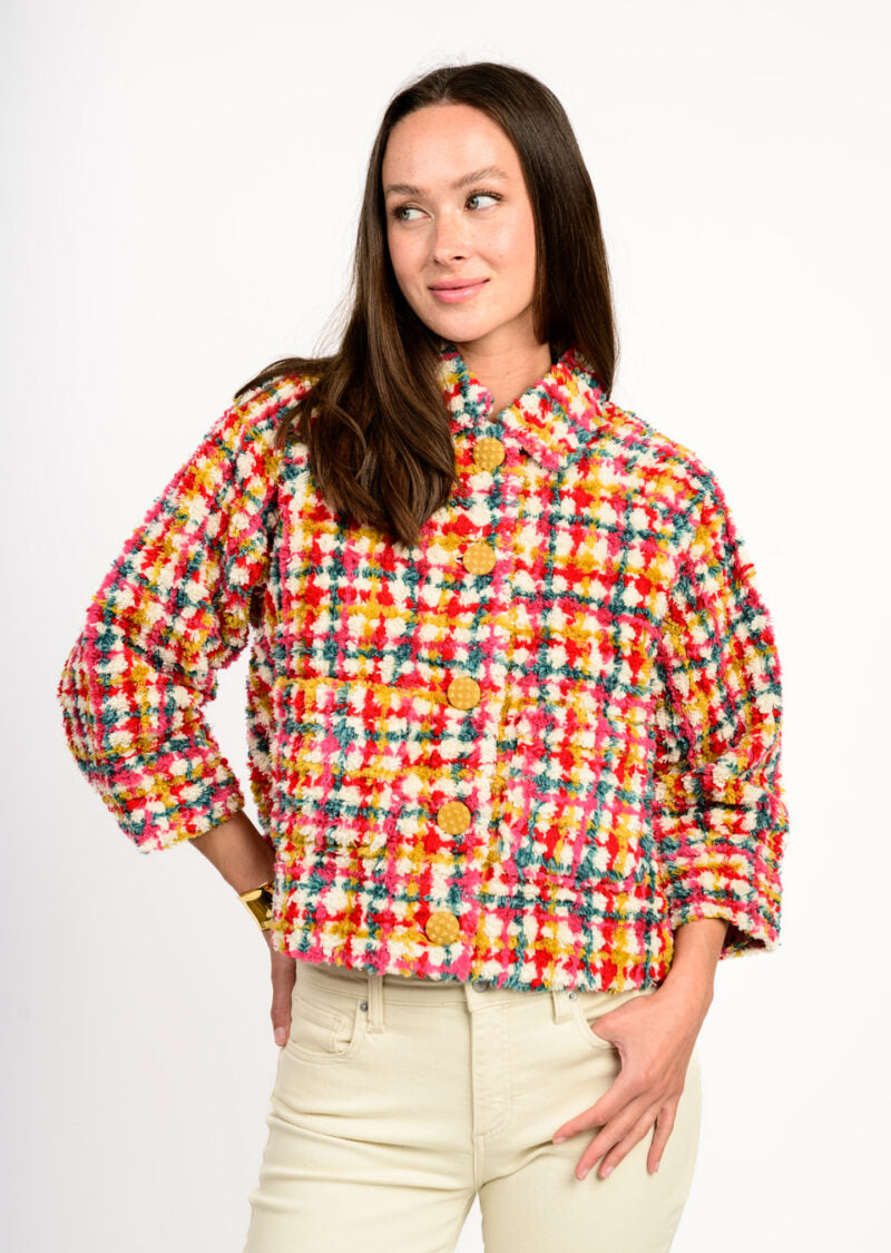 IVY JANE PLAID SHAG JACKET