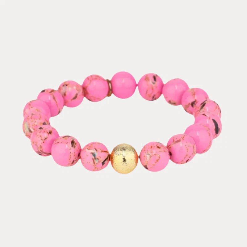 BG PINK MARBLE BEADED BRACELET