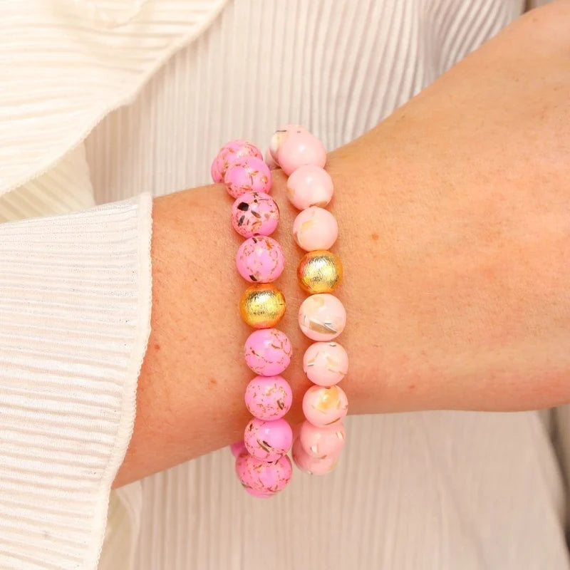 BG PINK MARBLE BEADED BRACELET