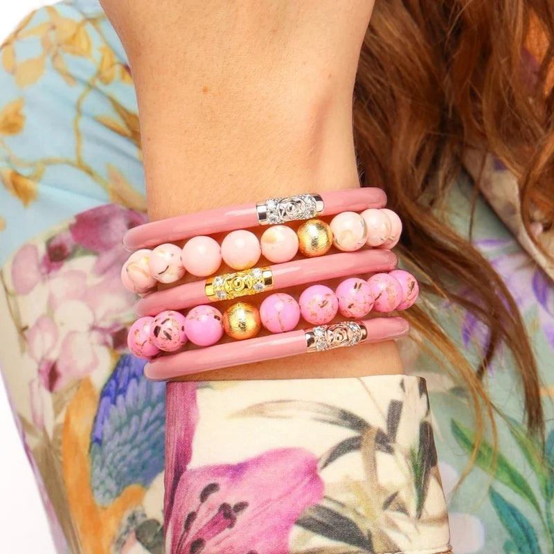 BG PINK MARBLE BEADED BRACELET