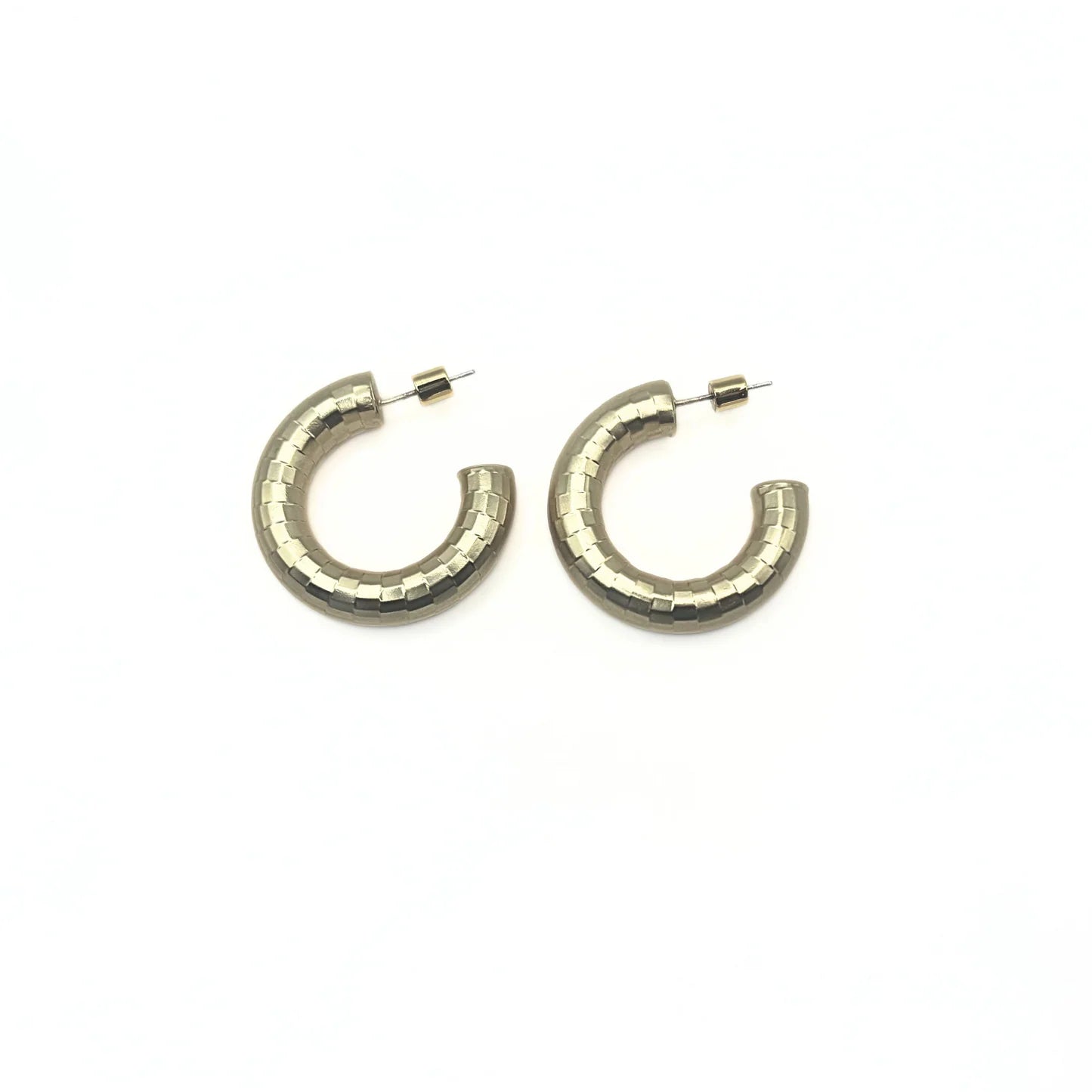Allure 30mm Brushed Gold Patterned Hoop Earring