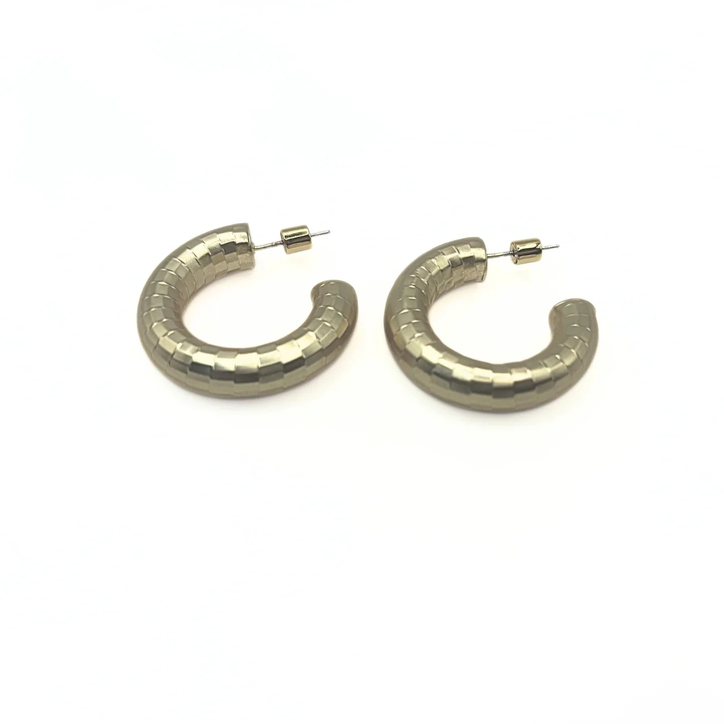 Allure 30mm Brushed Gold Patterned Hoop Earring
