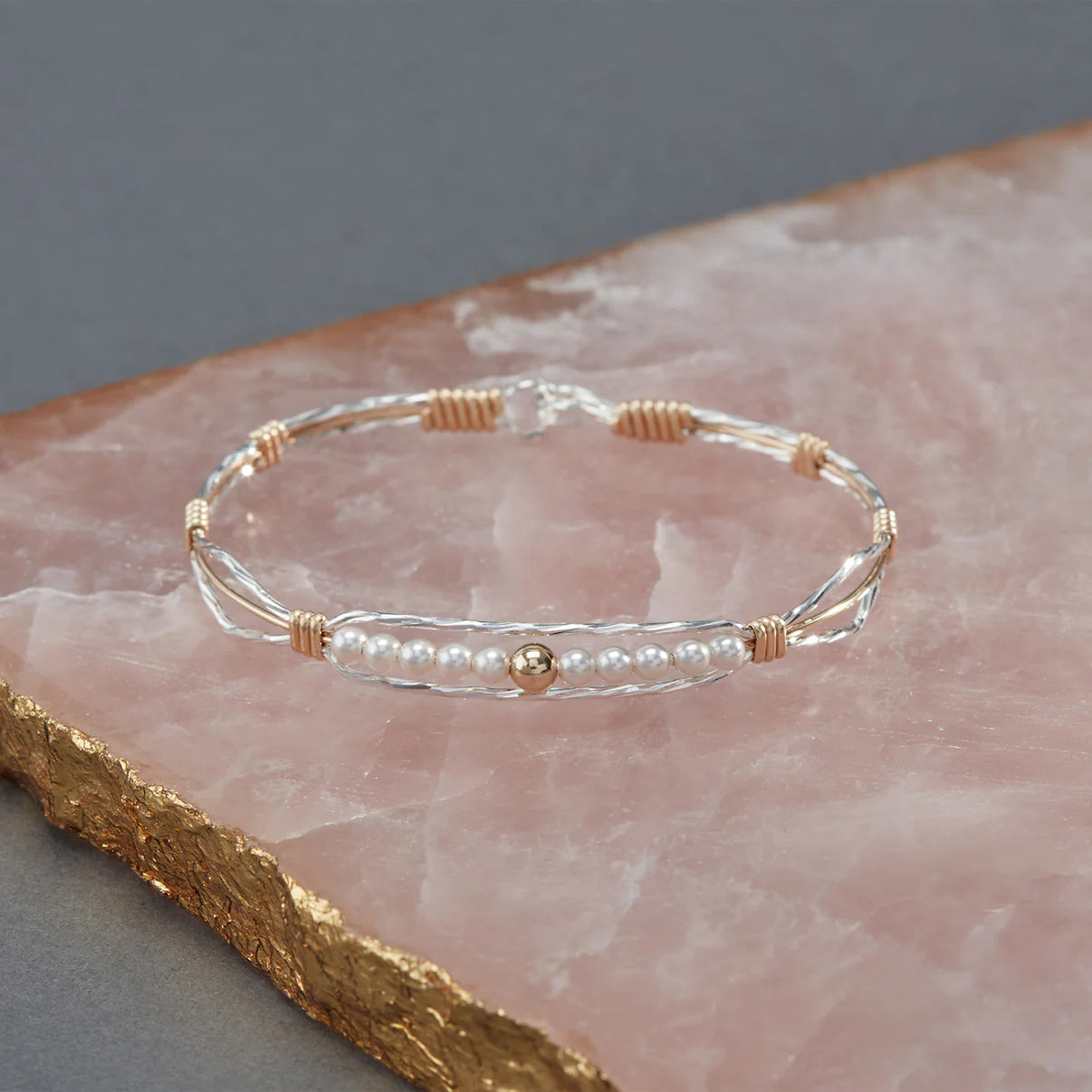 Angels on Earth Bracelet - 14K Gold Artist Wire and Sterling Silver / 7" - M